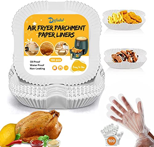 iDyfodol 130 fodere quadrate per friggitrice ad aria bianca, 16 cm, multiuso, antiaderenti, antigrasso, acqua e olio, per friggitrice, forno a microonde e vapore