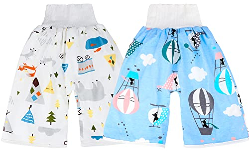 MOEMOE BABY 2 Packs Windelhose für Kinder hohe Taille Nachts Bettnässen Töpfchen Trainingshose 2 Stück Lernhose Trainerhosen M/1-4 Jahre