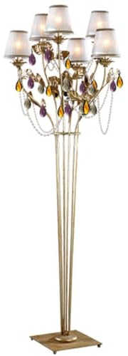 Casa Padrino Luxus Barock Kristall Stehleuchte Silber/Gold/Mehrfarbig/Weiß Ø 76 x H. 180 cm - Prunkvolle Barockstil Stehlampe mit böhmischen Kristallglas - Luxus Qualität - Made in Italy