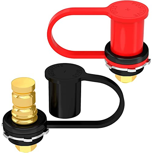 Greluma 1 Paire Borne de charge de batterie 250 A M10, bornes de batterie à distance de 3/8 avec couvercle étanche, borne de chargeur de batterie de 20 mm pour camion, bateau, ATV, canette