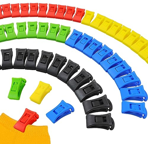 Sockenklammern für Waschmaschine und Trockner 50 Stück Sockenhalter Waschmaschine Sockenclips Mini Wäscheklammer mit Haken Socken Sortierhilfezai Sockensortierer für Waschmaschine (Bunt)…