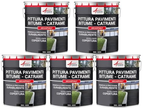 Bitumenfarbe/Teerfarbe: Harzbodenbeschichtung für Asphalt, Teer, Belag - ARCASPHALT Schwarz - 5 x 15 kg