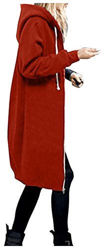Winter Coat Damen Lederjacke Lammfell Harajuku Streetwear Frauen Einfarbig Lang Kapuzenjacke Hoodie Mit Kapuze Herbst Winter Warm Mantel Kapuzenpullover Winterjacke Winterjacke Fell (Orange, Xxl)