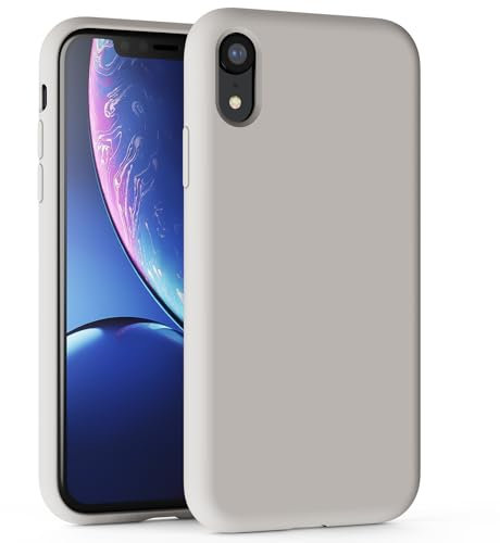 TAXXOE Silicone Case Compatible with iPhone XR Case Soft Ultra Slim Protective Shockproof Liquid Silicone Phone Case,Anti-Scratch Microfiber Lining, 6.1 Gray