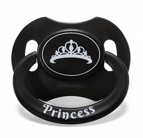 LittleForBig Großer Saugerschild Bedruckter Schnuller der Generation II in Erwachsenengröße Princess -Kronenmuster Schwarz