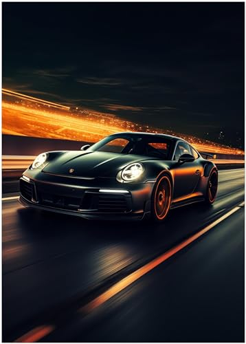 Generisch Auto Poster oder Leinwand - Porsche 911 Carrera Sportwagen - Illustration Wandbild Kunstdruck P433N (Poster, 45x60 cm)