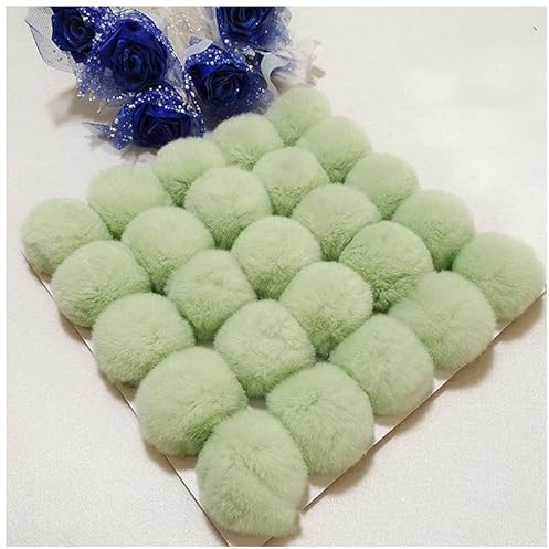 15 Stück 6cm Kunstfell Pompon Fellbommel Bommel Pelz Flauschigen Pompon Ball DIY Fell Pom Poms für Damen Mädchen Mützen Beanies Tasche Weihnachtsdekoration Schlüsselanhänger Dekoration -Grün #2