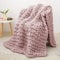 Chunky Knit Blanket, Chunky Knit Strickdecke Grob Soft Throw Blanket, Cozy Cable Knit Blanket 100% Hand Armstricken Wolle Crochet Blanket Dicke Wolle Sofa Bed Chair Weighted Thick Woven -Pink 50x60in