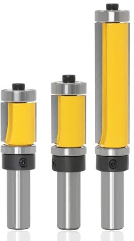 1Pc 12mm 1/2 Shank Flush Trim Router Bit Top & Bottom Bearing - 1-1/2H For Woodworking Cutting Tool ( Size : 3PCS 12.7mm shank )