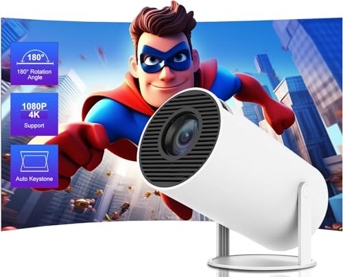 Mini Beamer, 4K Full HD 1080P 180°Dreh Tragbarer Projector, Klein Videoprojektor Unterstützt 2.4/5G Dual WiFi und Bluetooth 5.0, mit Android und IOS 11.0 Heimkino Smart Beamer