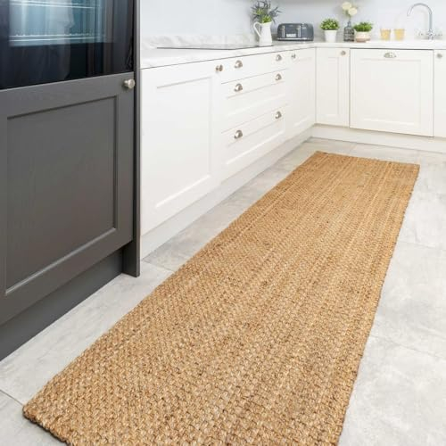 Sustainable Sisal Non Shed Natural Straw Texture Woven Jute Rug Nautical Countryside Themes Living Room Kitchen Hallway Dining Room Area Mat 60cm x 600cm