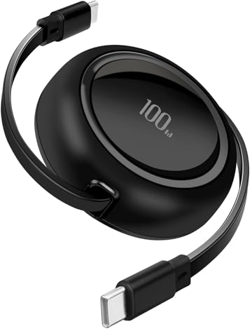 AXFEE 100W Retractable Charging Cable, 1M Double C Charger Compatible With iPhone 15/MacBook/C port devices, Fast Phone Charger Compatible With Samsung, Huawei, Moto, Xiaomi, Sony, Nokia