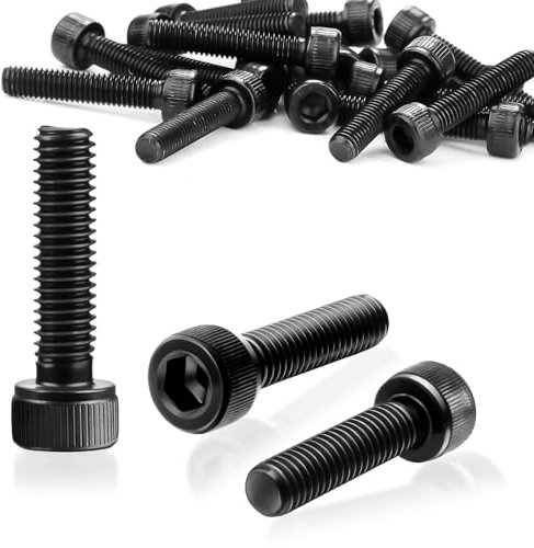 SWTYExt 60 Stück Zylinderschrauben mit Innensechskant M5x25mm Schrauben DIN 912 Sechskant Innensechskantschraube Kohlenstoffstahl Vollgewinde Schwarz Maschinenschrauben Inbusschrauben