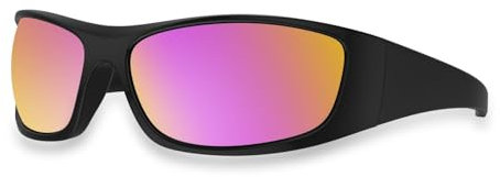 Bloomoak Occhiali da sole polarizzati neri con lenti super scure | Occhiali da sole sportivi avvolgenti unisex | UV400 | CAT 4 | Per fotofobia (occhi sensibili) ((Verde foresta/Rosa specchiato))