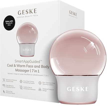 GESKE Cool & Warm Face & Body Massager | 7 in 1 | Wärmung & Kühlung | SmartAppGuided™ | Massagegerät für Gesicht & Körper | Batterielose Wärme- & Kühltechnologie | Entspannend & abschwellend