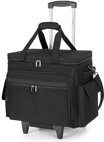 Trunab Lehrertasche mit Abnehmbarem Trolley, Arbeitstasche für Lehrer mit Erweiterbarem Aktenfach, Teacher Tote Bag mit Rädern für bis zu 15,6 Zoll Laptop, Schwarz