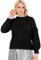 Lovedrobe Women's Jumper Ladies Round Neck Sweater Long Balloon Sleeve Floral Appliqué Elasticated Waist Cuffs Knitwear Pullover, Schwarz 52-54