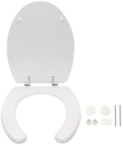 Abattant WC universel pour handicapés en bois avec couvercle, housse de toilette 445 x 375 mm, blanc