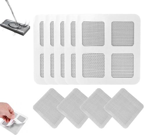ZONJIE 50Pcs Shower Drain Cover, Disposable Hair Catcher Sticker for Drain, Floor Drain Covers, Mesh Sticker, Deodorant Pad Filter Universal Drain Plug for Bathroom, Laundry, Bath (Square)