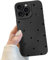 Compatible for iPhone 16 Pro Case, Black Cute Heart Case Design for Women Girls, Soft TPU Slim Profile, Anti-Slip Shockproof Protective Phone Cover for iPhone 16 Pro