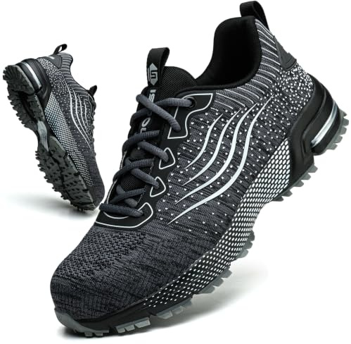 Zapatos de Seguridad para Hombre Mujer Zapatillas Trabajo Ligero Gris 44