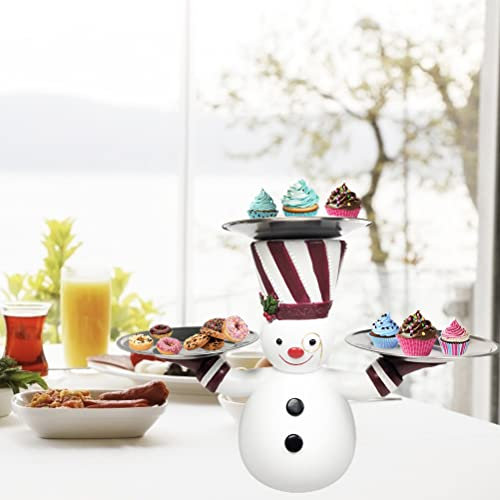 Porta Snack di Babbo Natale con Pupazzo di, Supporto Natalizio con Decorazione del Vassoio, Porta Dolcetti di Babbo Natale Dipinto a Mano, Piatto di Frutta di Babbo Natale in