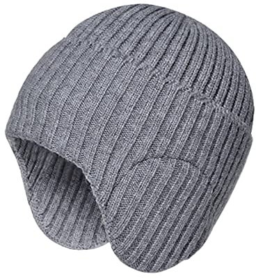 Warme Wintermütze für Damen und Herren, warme Mütze, verdickte Strickwolle, kältebeständig, Ohrenschützer, Goofy Hat, grau, Einheitsgröße