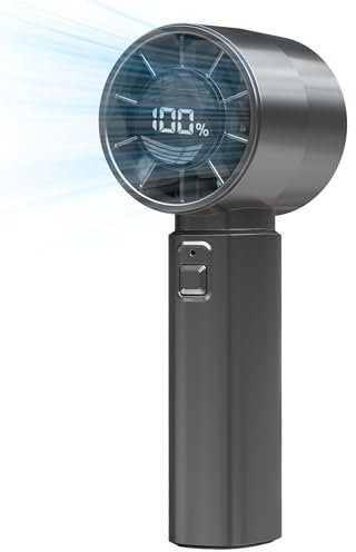 ERABAY Portable Handheld Fan, 4000mAh Rechargeable with 5 Speeds & Digital Display, 12 Hours Battery Life, USB Powered Mini Personal Hand Fan for Travel, Outdoor, Home, Office, Camping, Lightweight