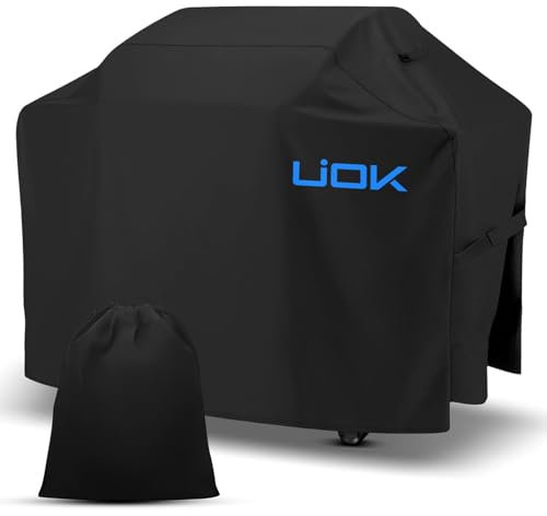 UIOK Copertura Barbecue da Esterno, Coperture per Barbecue Impermeabili 420D Oxford Telo Copri Barbecue, Copri BBQ Anti Polvere Telo Impermeabile Protettivo Per Grill Accessori Barbecue (147x61x122CM)