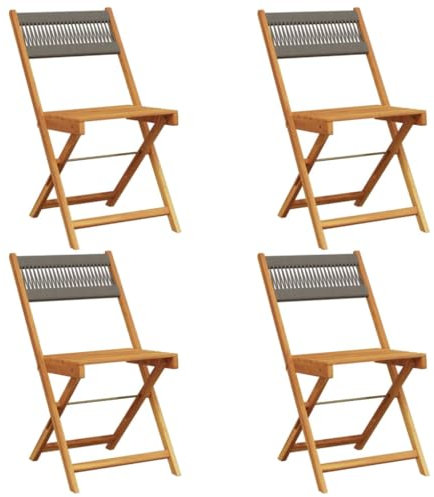 Gecheer 4 STK. Klappbar Gartenstuhl Holzstuhl Gartenstühle Terrassenstuhl Balkonstuhl Garten Essstuhl Klappstuhl Gartenmöbel Grau Massivholz Akazie