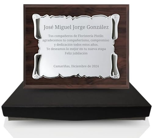 JOYERÍA EL FARO | Placa conmemorativa personalizada con grabado y estuche premium | Ideal para aniversarios, jubilaciones, dedicatorias u homenajes