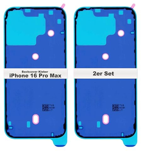 IS-TECK 2er Set Ersatz iPhone 14 15 16 Plus Pro Max Kleber Für Backcover und Gehäuse Rahmen Dichtung Sticker Wasserdichtung Glue Folie (iPhone 16 Pro Max)