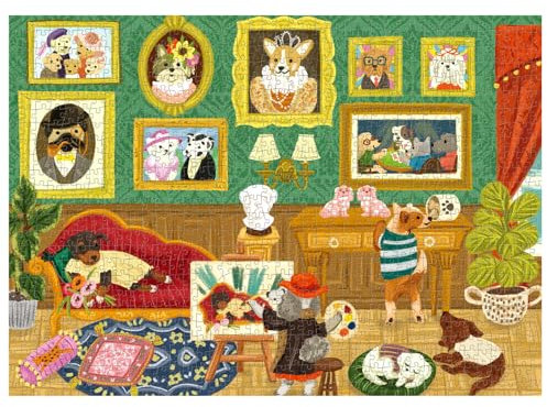 Rolife Puzzle 1000 Teile Erwachsene 50 x 75 cm Blaue Pappe Kinder Jigsaw Puzzle ab 8 Jahre Kinderpuzzle für Mädchen Jungen Weihnachten Geschenk (Doggie Art Gallery)