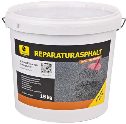 Reparaturasphalt 15kg | Kaltasphalt gebrauchsfertig | Asphalt zum Verfüllen von Schlaglöchern