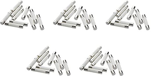 GIWFBQTR 50 Pieces AC 250V 15A 6X30mm Coup Cylindrique Fusibles de Tube En Ceramique Blanc+Argent