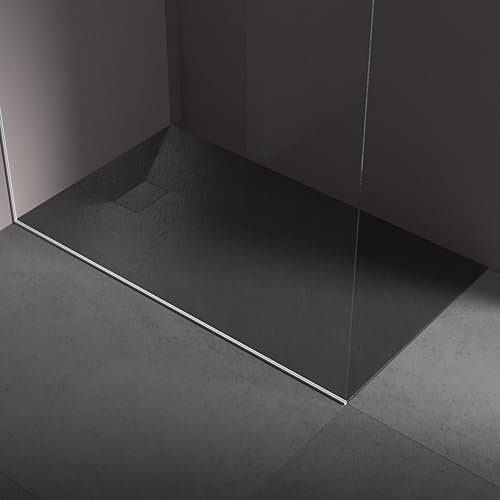 Piatto doccia in resina 70x160 cm effetto pietra colore nero CUBA