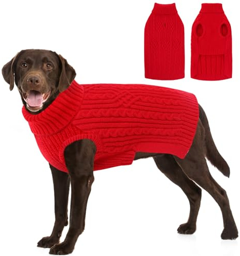 AOFITEE Hundepullover Große Hunde, Weich Strick Pullover mit Rollkragen | Winter Hundepulli Strickpullover Weihnachtspullover, Warm Pullover für Kleine Mittlere Groß Hunde