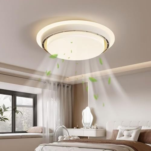 Deliouay Deckenventilator mit Beleuchtung und Fernbedienung, Deckenlampe mit Ventilator, Dimmbare LED Deckenleuchte mit Ventilator, ventilator mit licht, für Schlafzimmer Esszimmer Kücheninsel (Weiß)