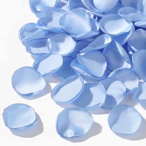 CNYMANY Lot de 200 pétales de rose bleus en soie pour panier de mariage, pétales de rose bleus en vrac pour allée, centres de table, décorations de fête prénuptiale, demande en mariage