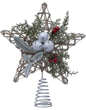 Weihnachtsbaum-Stern-Dekoration, ausgehöhlter Eisendraht, Baumspitze mit Glocken für Winterferien, Weihnachtsdekoration