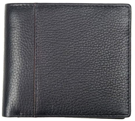 Dents Slim RFID Blocking Bifold Wallet in Pebble Grain Leather for Men, Black/Bordeaux, One Size
