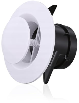 Bouche Vmc, 75mm Grille Aeration Reglable, Plastique Ronde Valve à Disque Abs Cache Grille Aération Grille D'aération,Grille Aeration Plafond Ronde Pour Plafond Mur Bain Cuisine (75mm)