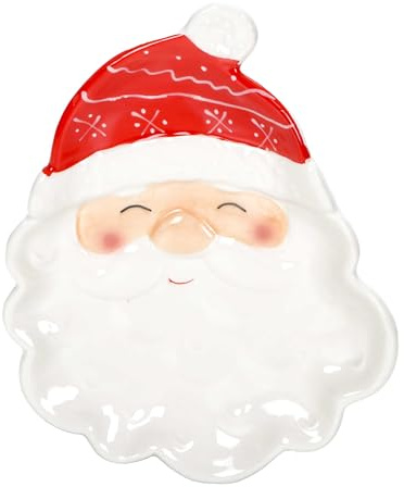 Bubble Store Weihnachtsteller aus Keramik, Plätzchenteller als Weihnachtsmann-Teller mit Bart und Mütze oder Schneemann-Teller mit Schal und Mütze (Weihnachtsmann)