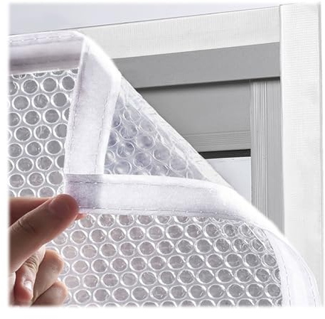 Soundproof Window Insulation Film Translucent Bubble Window Film Thermal Insulation Curtains Winter Stop Draft Keep Cold Out for Winterizing(4.9 * 5.2'/150 * 160cm)