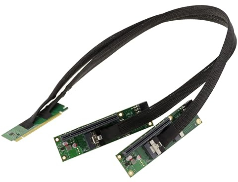KALEA-INFORMATIQUE Cavo di prolunga duplicatore Riser PCIe Gen 4.0 x16 verso biforcazione 2 porte x8 velocità 32 GB/s in Gen4