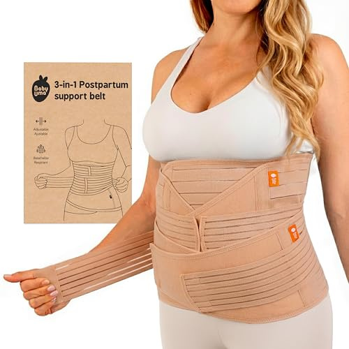Baby Uma Bauchgurt Nach Geburt 3-in-1 Rückbildungsgürtel für Damen, Postpartum Gürtel, Leicht & Atmungsaktiv, Bauchband Nach Kaiserschnitt, Einfaches An- & Ausziehen