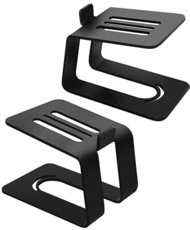 KiBcsLic 2Pcs Desktop Speaker Stand Speaker Rack Stylish Premium Heavy Duty Universal Practical Accessory Carbon Steel Metal Support
