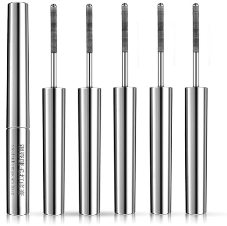 Iron Eye Mascara ab 50 Jahre, Ironeye Mascara mit Metallbürste, Natürliche, Verlängernde und Pflegende Mascara, Borstenlose Metallwimpernbürste, Wimperntusche für ältere und junge Frauen (5PC)