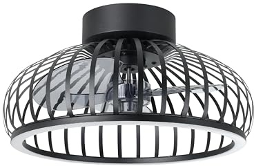 EGLO LED Deckenventilator mit Beleuchtung Mogano, dimmbar mit Fernbedienung | Ventilator Decke klein, 6 Geschwindigkeiten, schwarz, DC Motor, Sommer-Winter, warmweiß - kaltweiß, Ø 42,8 cm