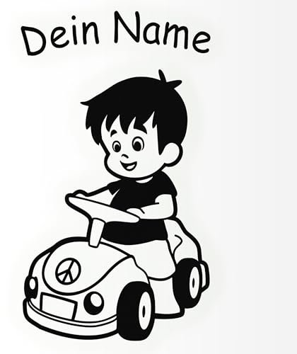 Nomiro - Aufkleber selbst gestalten - Autoaufkleber Baby an Bord - Junge im Auto Sticker mit Wunschtext - ca. 20 cm für Auto Fenster Heckscheibe - Motorrad Fahrrad Lkw Bus - schwarz